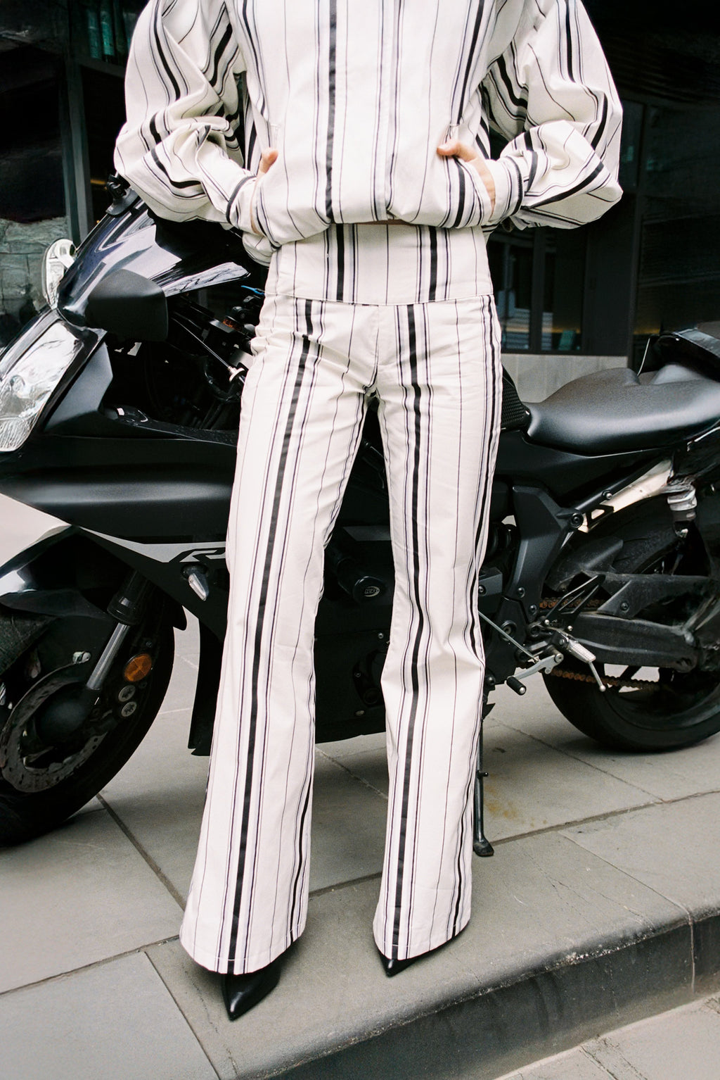 Tilly Cotton Trouser — Offwhite Striped