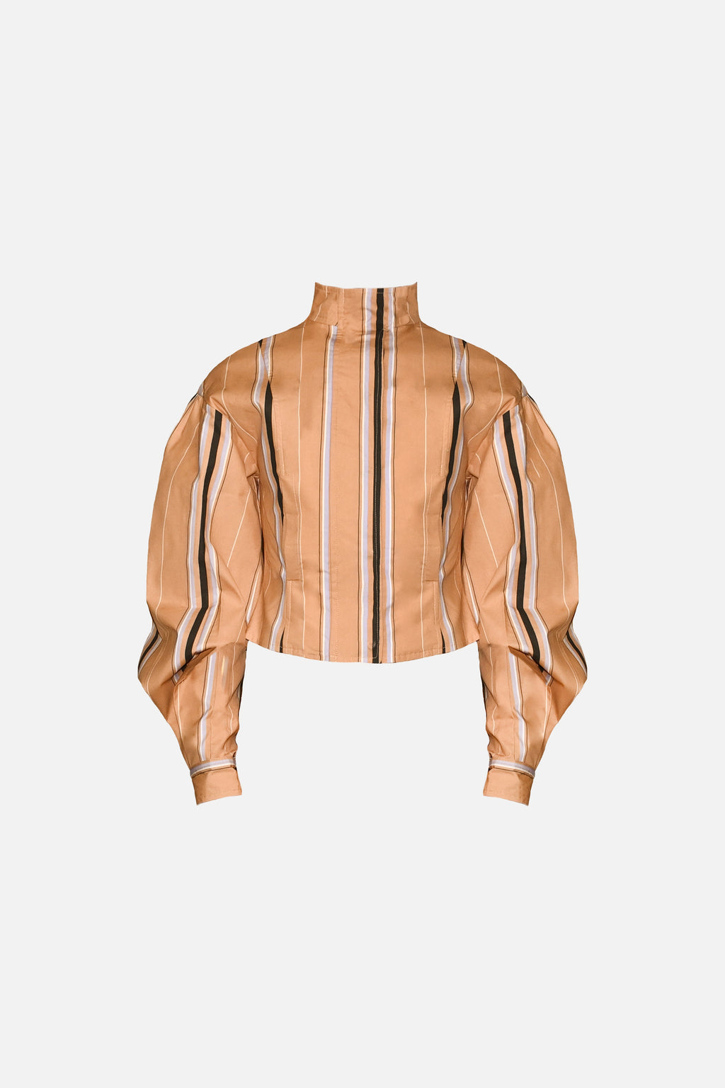Mindy Cotton Jacket — Camel Striped
