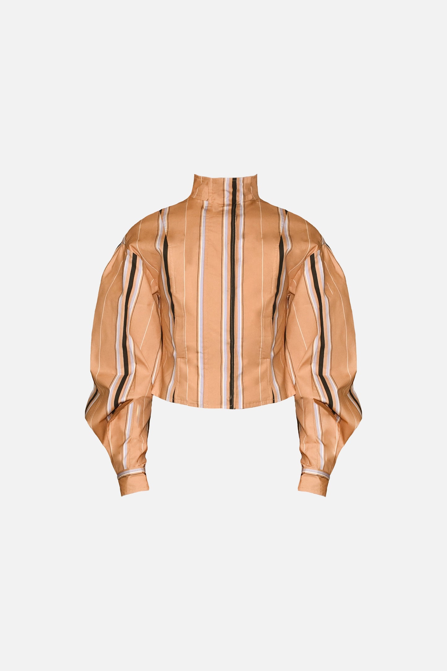 Mindy Cotton Jacket — Camel Striped