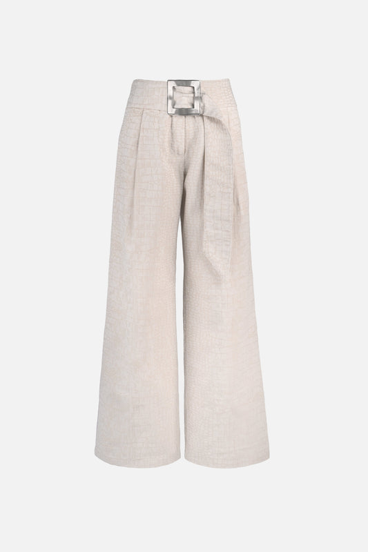 Soli Belted Pant — Snakeskin Jacquard