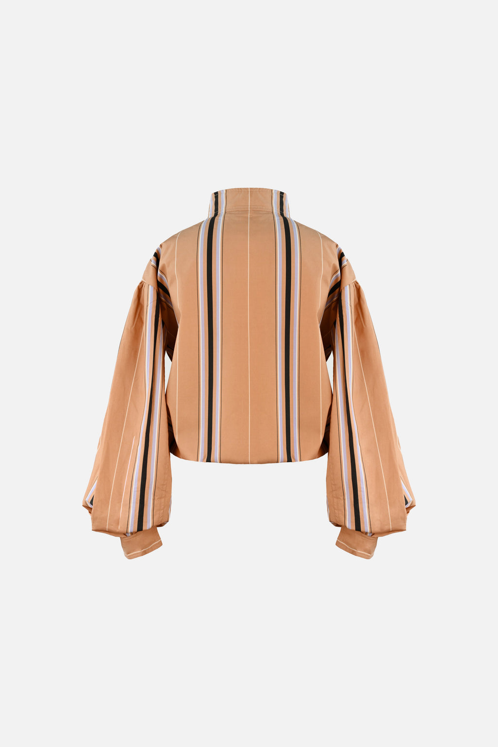 Stacy Cotton Boxy Jacket — Camel Striped