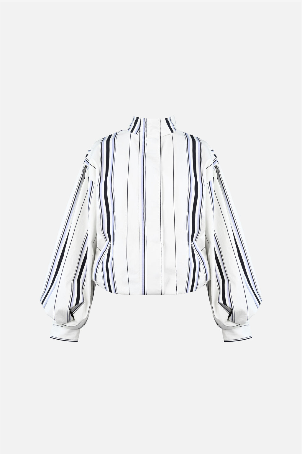 Stacy Cotton Boxy Jacket — Offwhite Striped