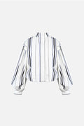 Stacy Cotton Boxy Jacket — Offwhite Striped