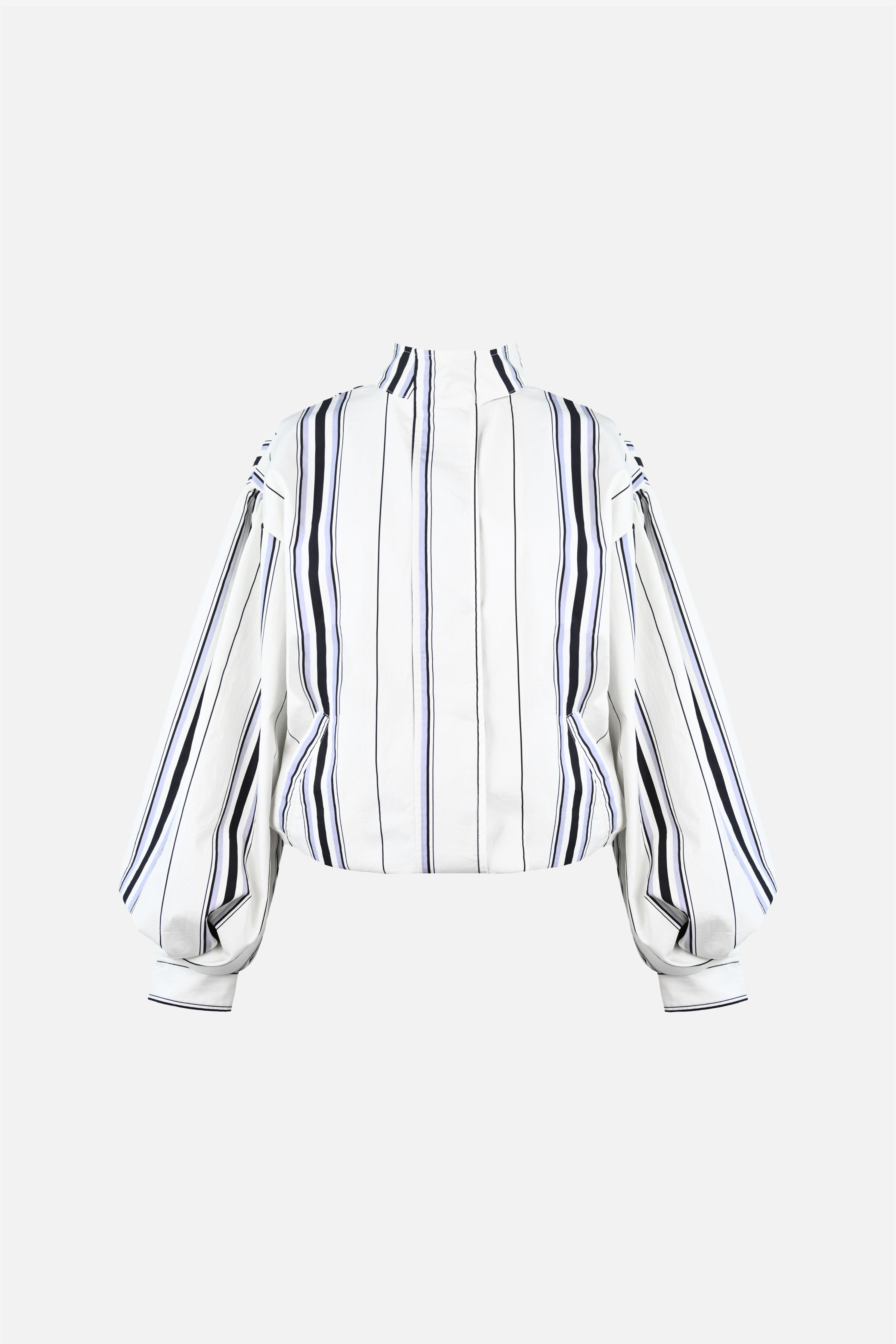 Stacy Cotton Boxy Jacket — Offwhite Striped