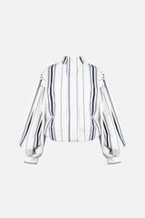 Stacy Cotton Boxy Jacket — Offwhite Striped