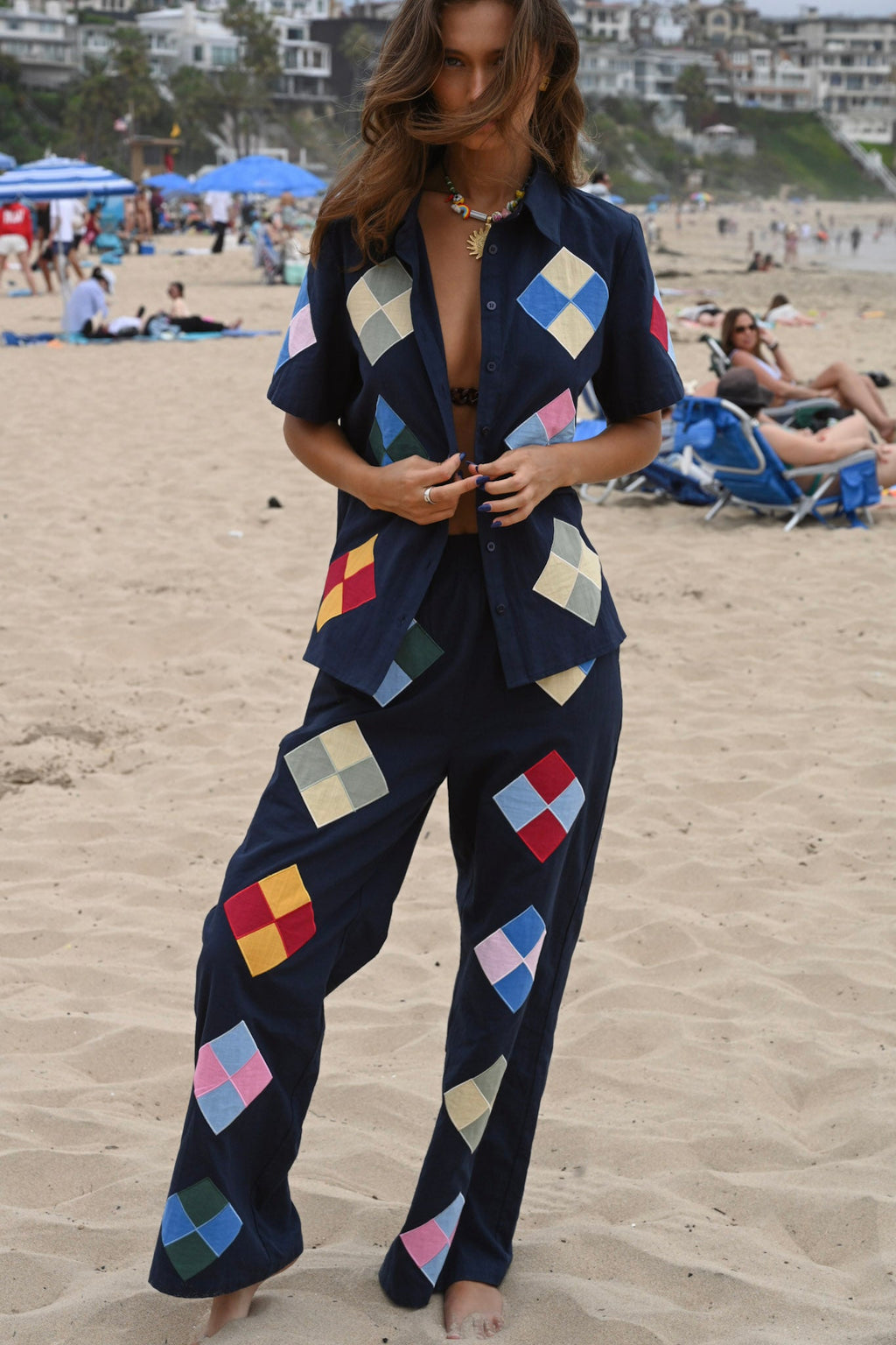 Adeline Linen Pant — Navy