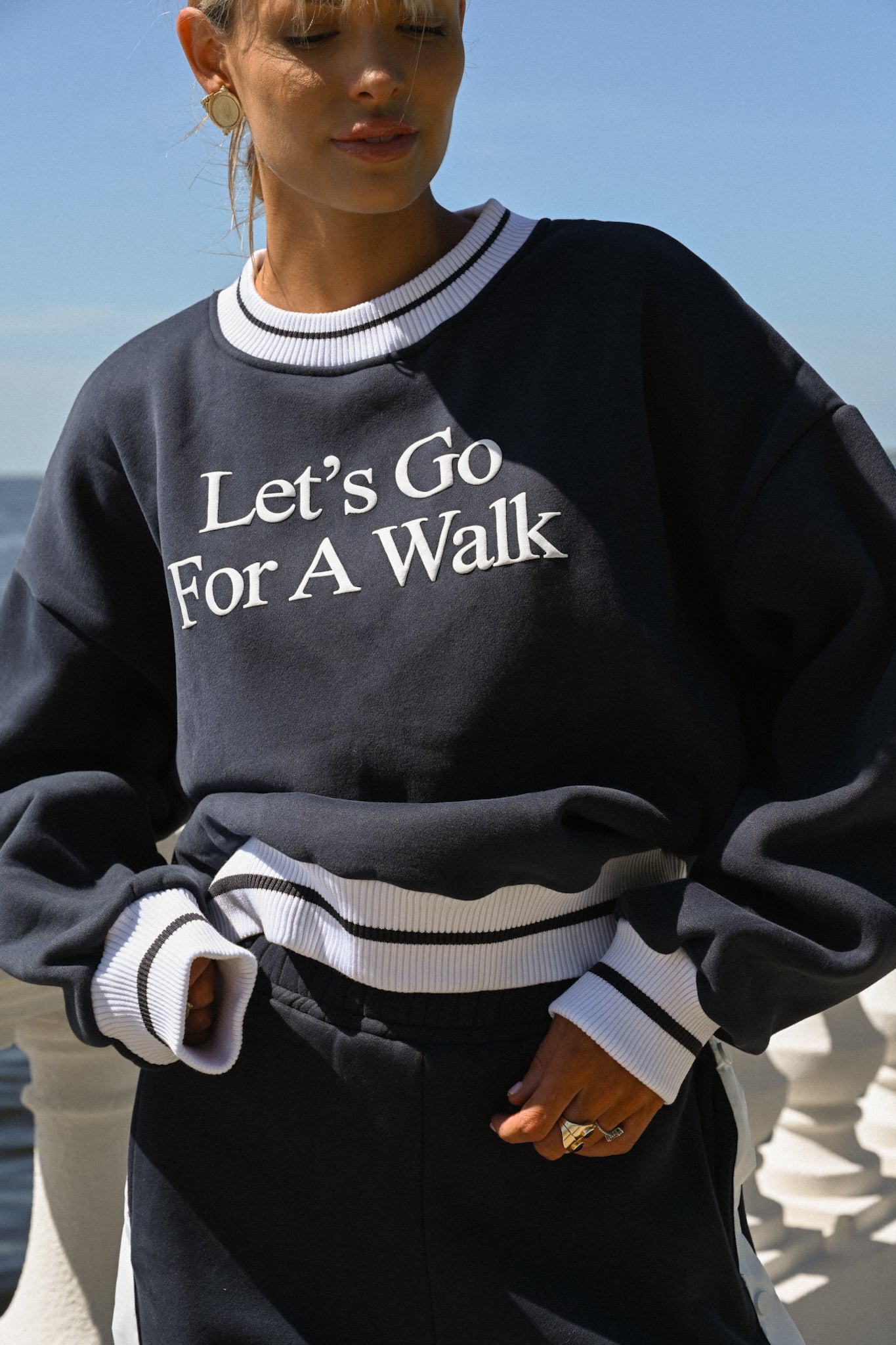 Let’s Go For A Walk Oversized Sweatshirt — Navy