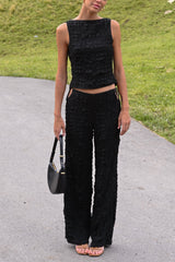 Jai Bubble Tie Pants — Black